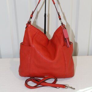 Coach Womens Park Leather Hobo Bag With Strap Orange/Red D1421-F31323 EUC Large